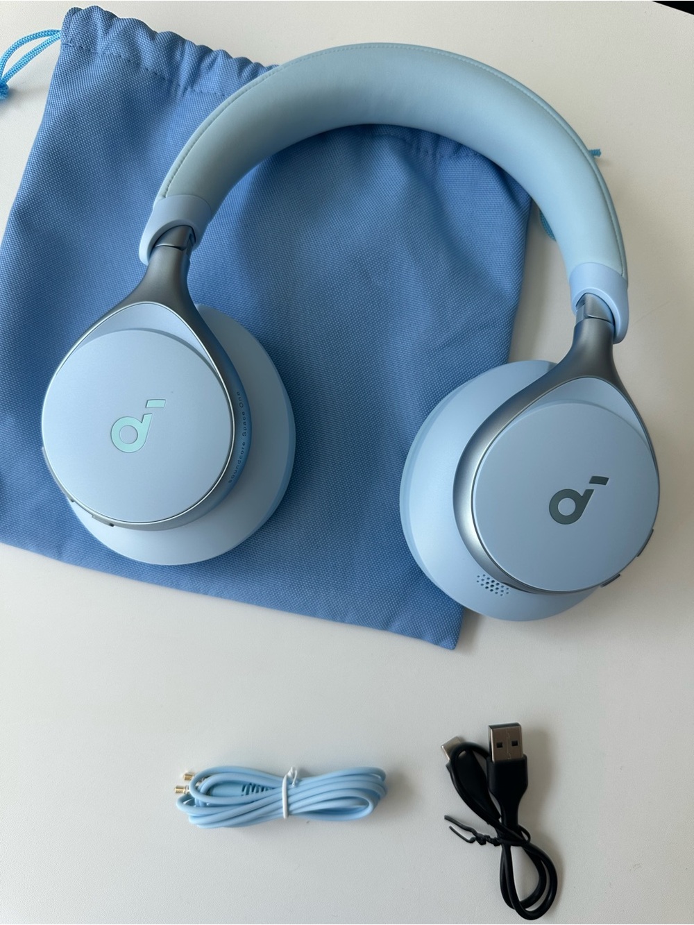 Soundcore Anker Space One ANC Over-Ear Headphones, Voice Reduction Sky Blue